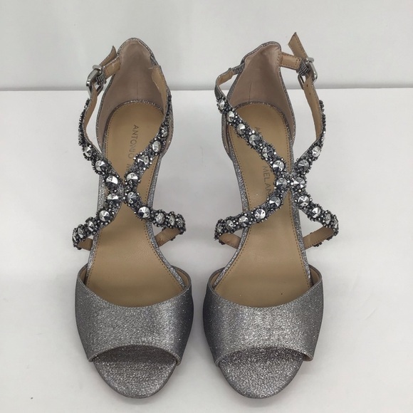 Antonio Melani Jamme Galaxy Heel Formal Wedding Party Silver Size 7 - Picture 3 of 9